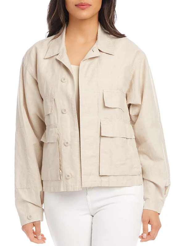 Womens Linen Blend Cargo Jacket