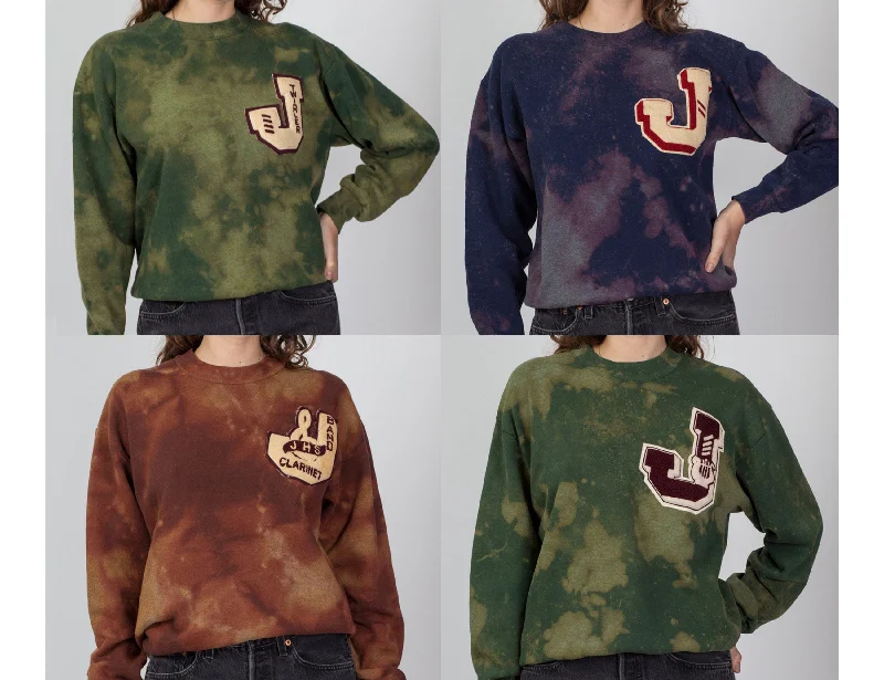 90s Ice Dye Varsity Patch Sweatshirts - Blue, Green, & Copper