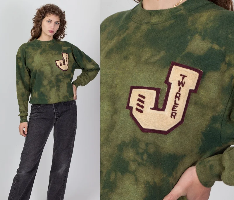 90s Ice Dye Varsity Patch Sweatshirts - Blue, Green, & Copper