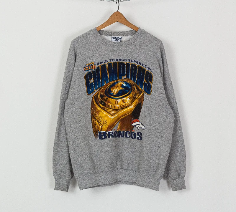 90s Super Bowl XXXIII Denver Broncos Back To Back Champs Sweatshirt - Men's Large