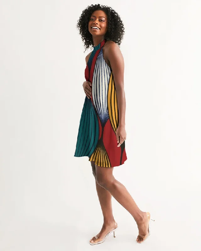 AKH African Art Dress Women's Halter Dress