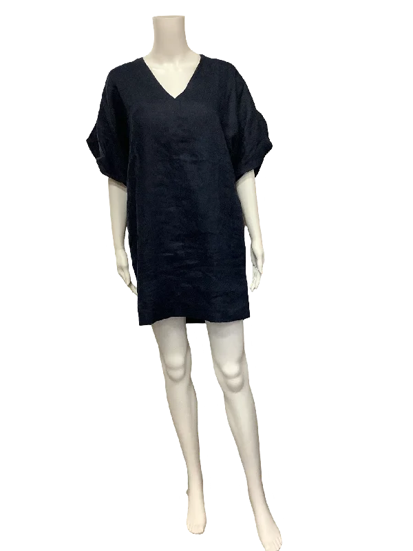 Banana Republic Livia Dress Linen V Neck Mini Length Blue w/Tags Size S