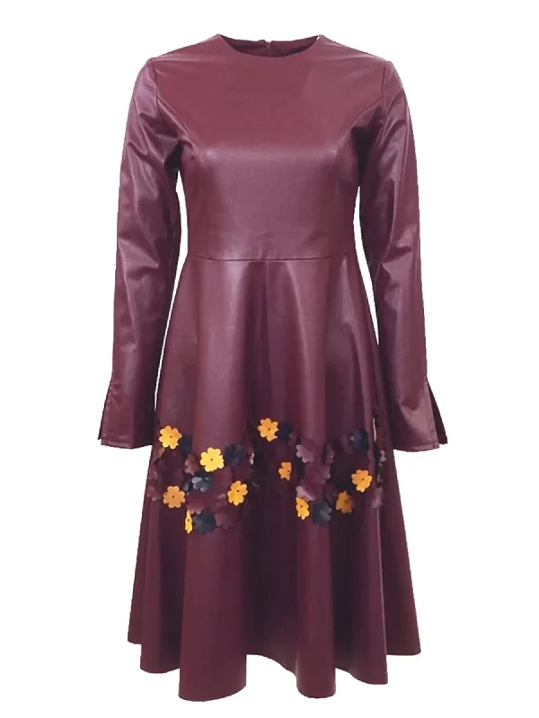 C&M Leather A-line Applique Dress