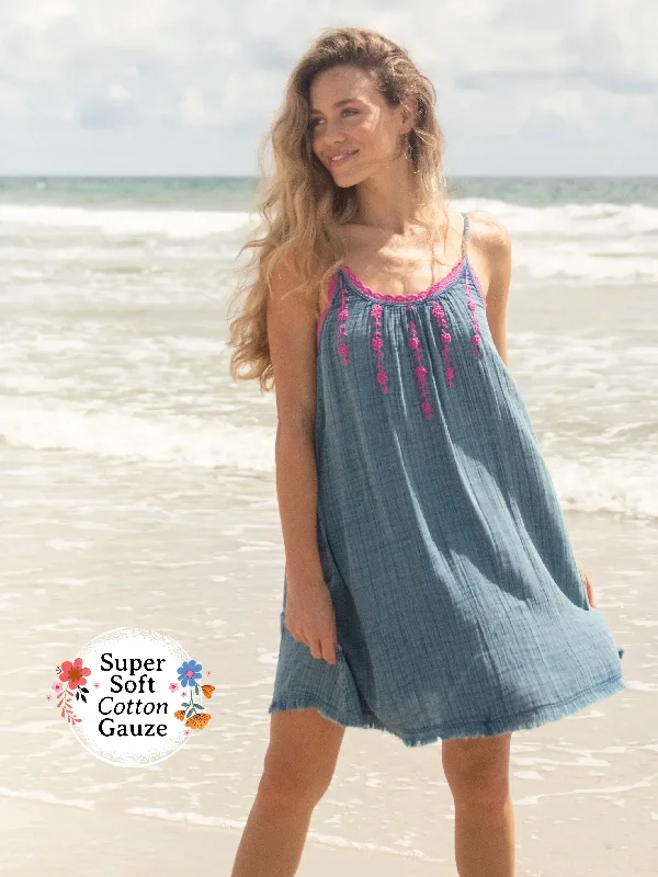 Coco Crochet Mini Dress - Denim