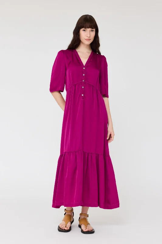 Pebble Satin Magenta Perfect Dress