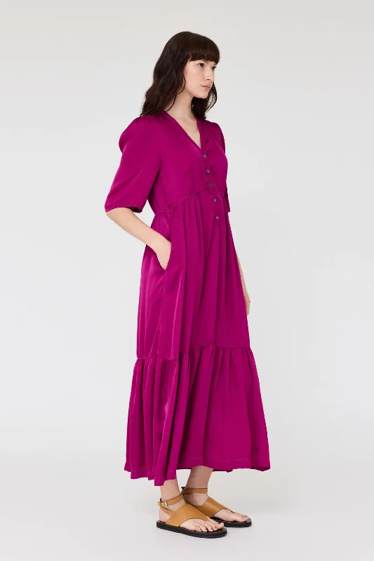 Pebble Satin Magenta Perfect Dress