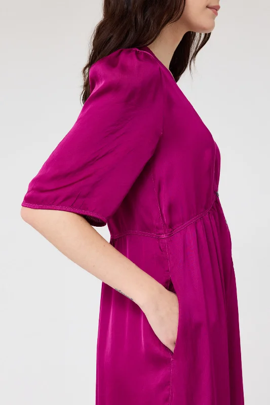 Pebble Satin Magenta Perfect Dress