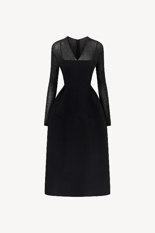 Maxine Black Twill Dress