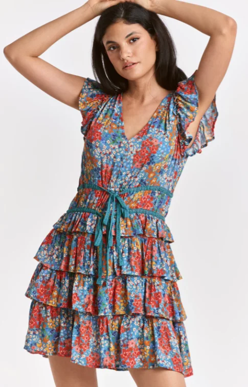 Nahla Lace Waist Flower Print Dress