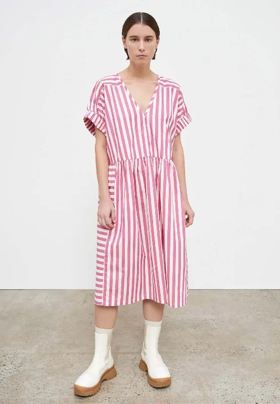 Rosa Dress - Fuchsia Stripe