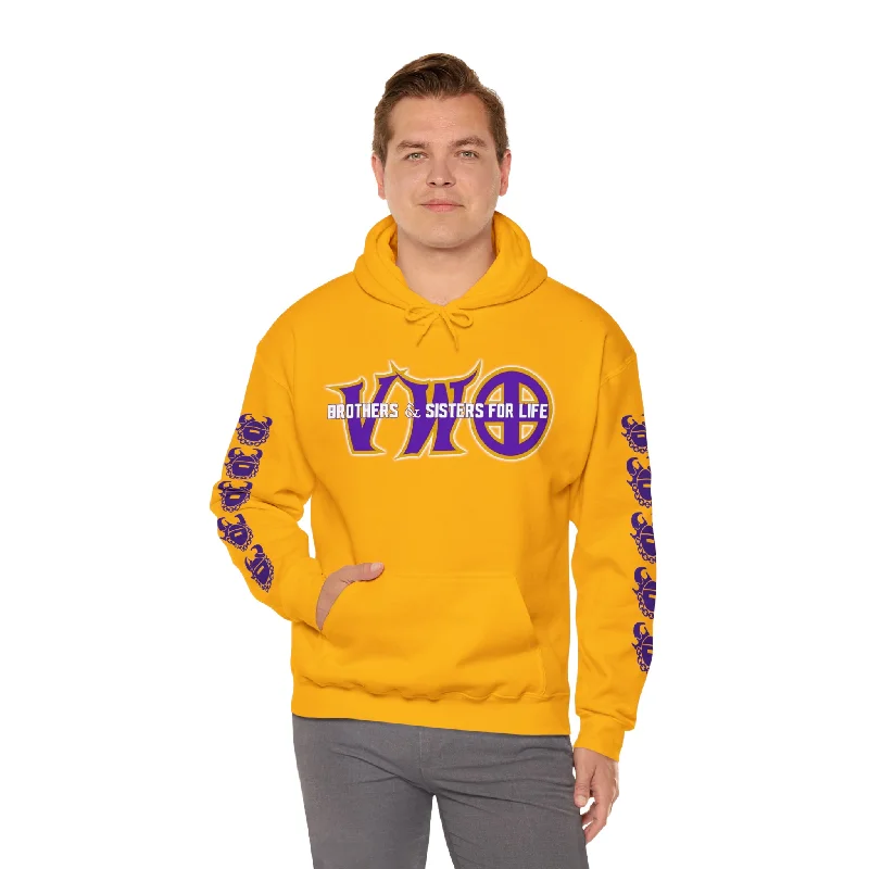 Unisex Heavy Blend™ Hooded Sweatshirt - VWO Brothers & Sisters + Game Day Helmet (Sleeves)