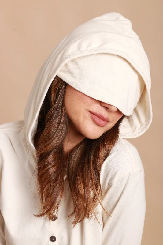 Women's Jersey Pullover Hoodie with Built-in Sleep Eye Mask