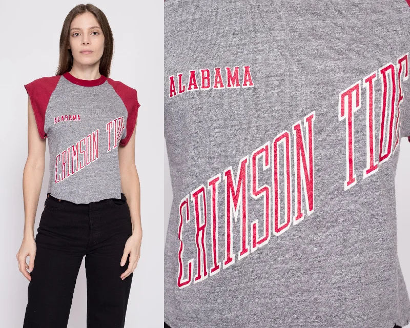 80s University Of Alabama Crimson Tide Cropped T Shirt - Medium