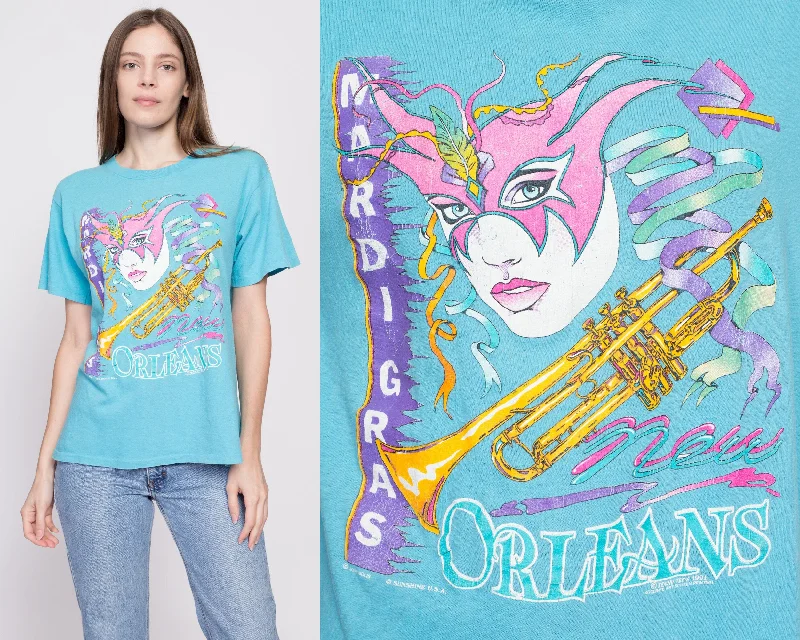 90s New Orleans Mardi Gras Mask T Shirt - Men's Medium, Women's Large