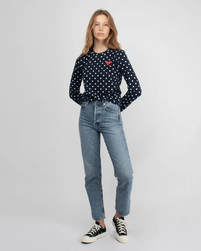 T165 POLKA DOT L/S T-SHIRT / NAVY