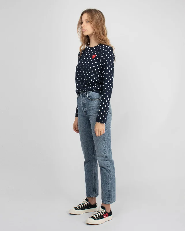 T165 POLKA DOT L/S T-SHIRT / NAVY