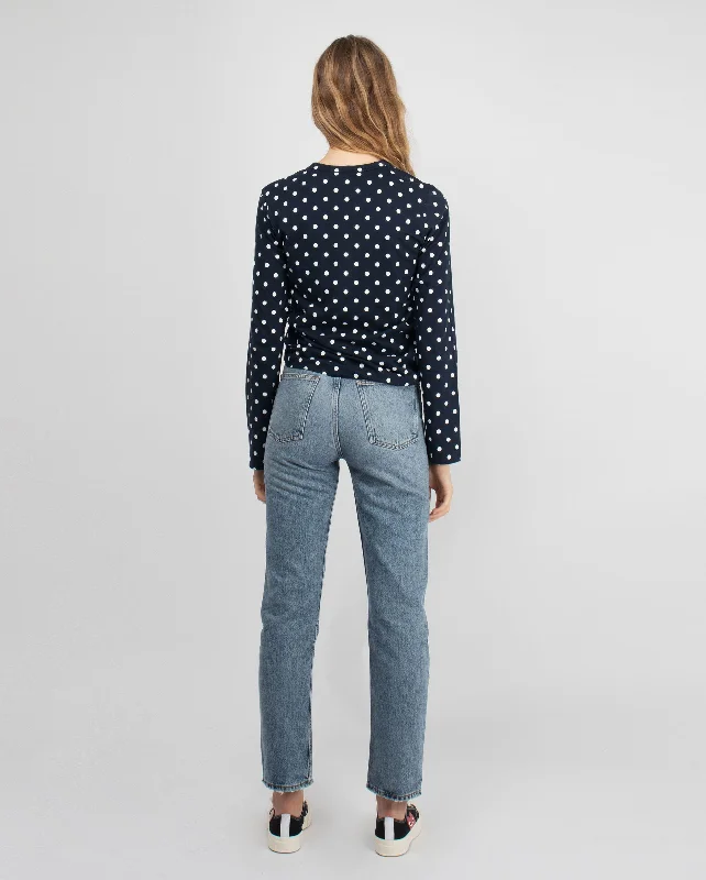 T165 POLKA DOT L/S T-SHIRT / NAVY