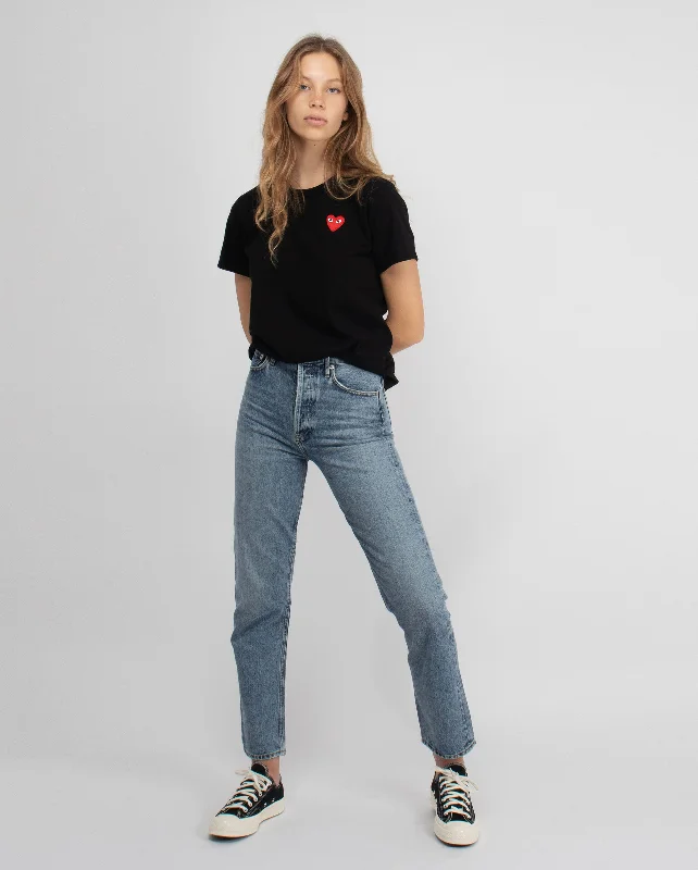 T107 RED HEART T-SHIRT / BLACK