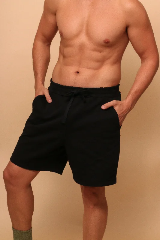 Men's Allergy-Free Straight-Leg Elasticized Shorts with Drawstrings