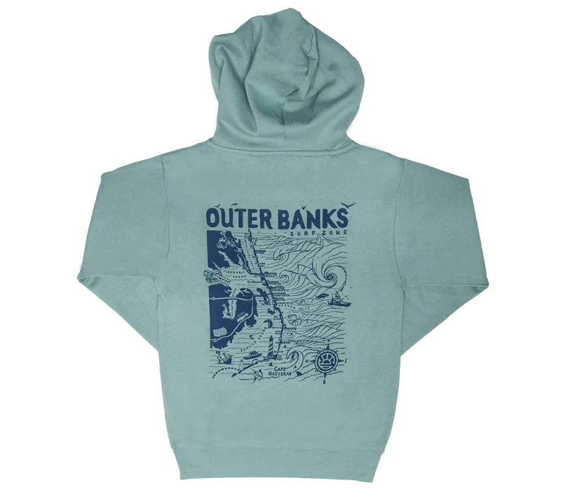 REAL Outer Banks Map Wmn's Hooded Sweatshirt-Agave