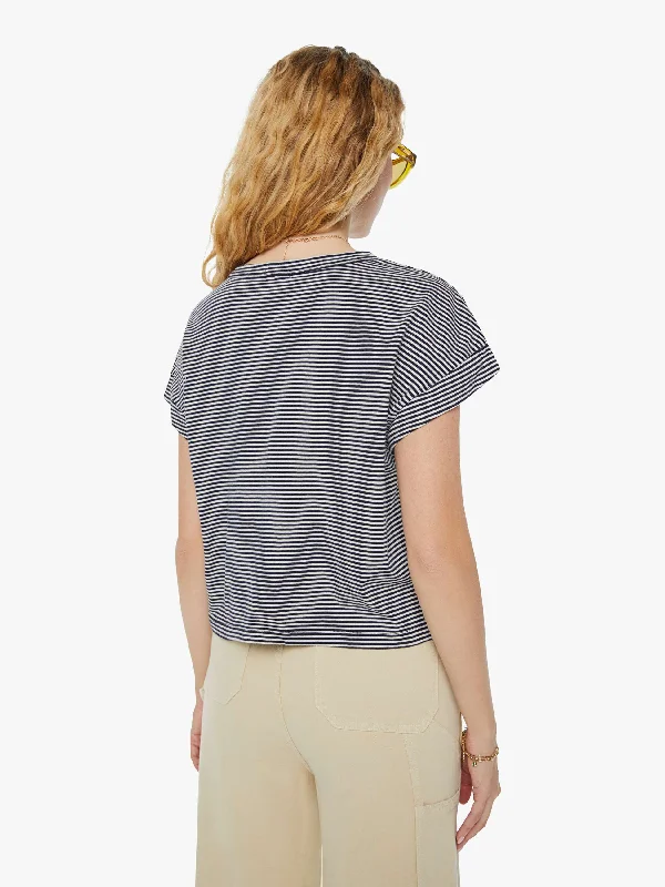 The Keep On Rolling Pocket Tee - Cream And Navy Stripe