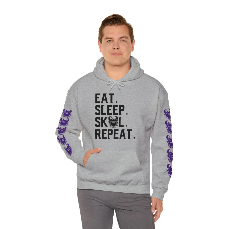 Unisex Heavy Blend™ Hooded Sweatshirt - Eat. Sleep. Repeat. + Game Day Helmet (Sleeves)