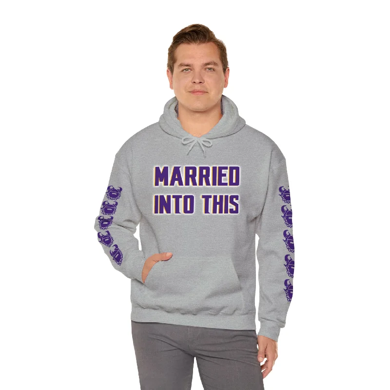 Unisex Heavy Blend™ Hooded Sweatshirt - Married Into This + Game Day Helmet (Sleeves)