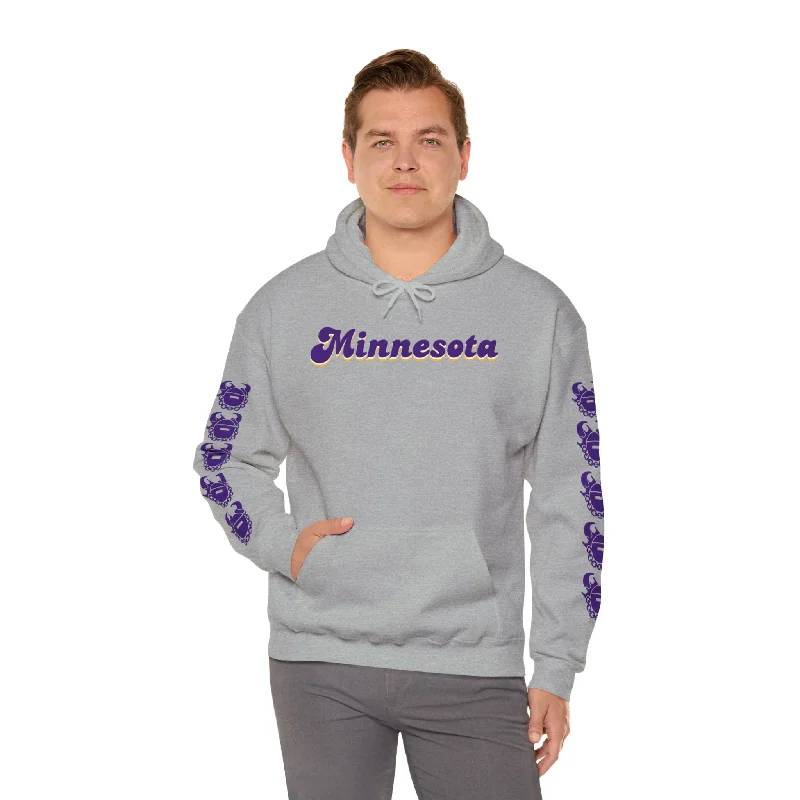 Unisex Heavy Blend™ Hooded Sweatshirt - Minnesota (Retro) + Game Day Helmet (Sleeves)