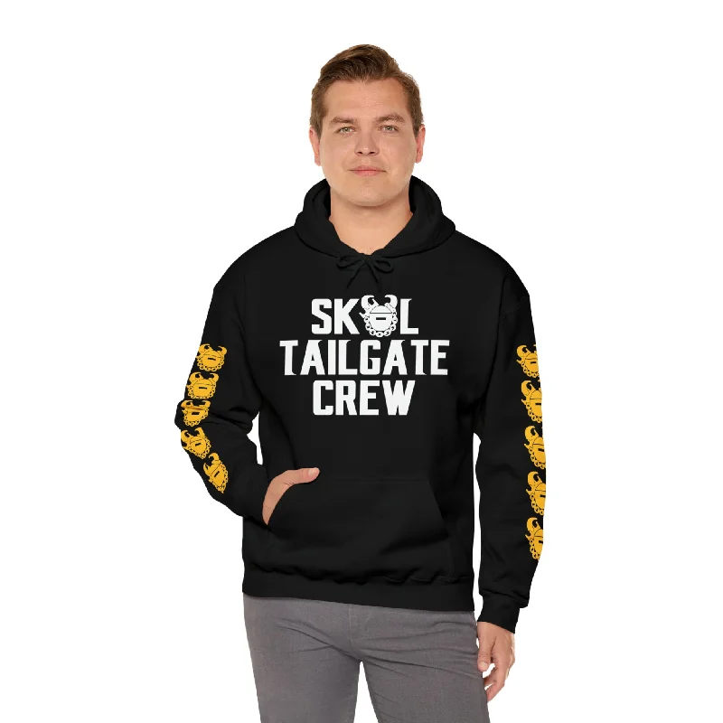 Unisex Heavy Blend™ Hooded Sweatshirt - Tailgate Crew + Game Day Helmet (Sleeves)