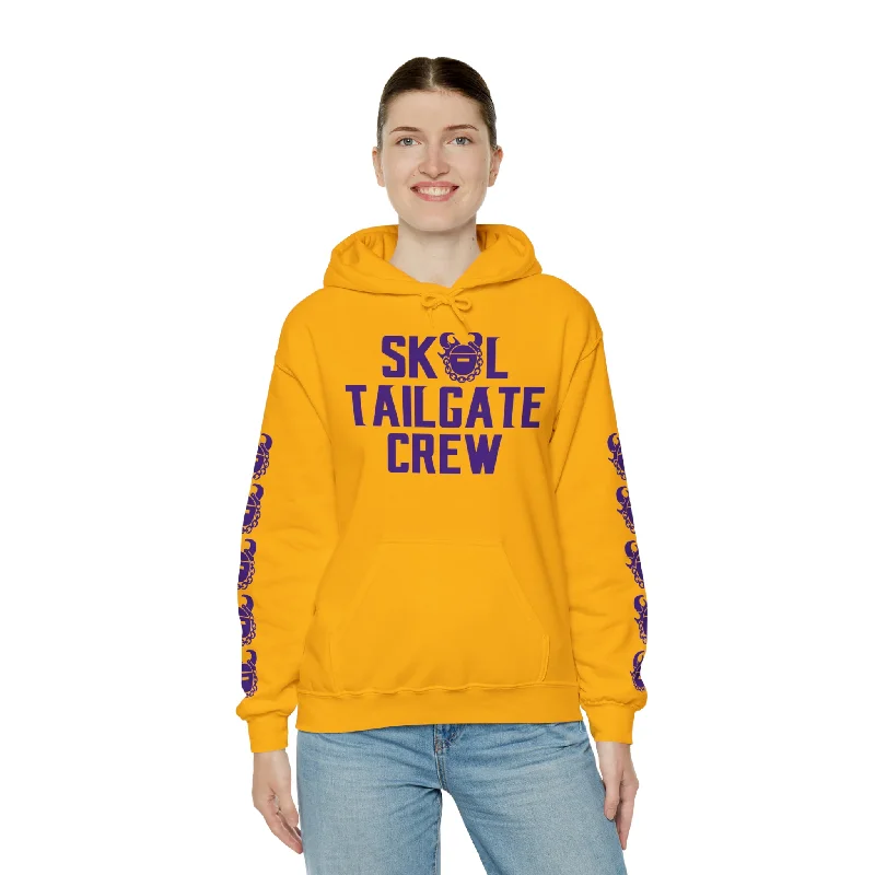 Unisex Heavy Blend™ Hooded Sweatshirt - Tailgate Crew + Game Day Helmet (Sleeves)