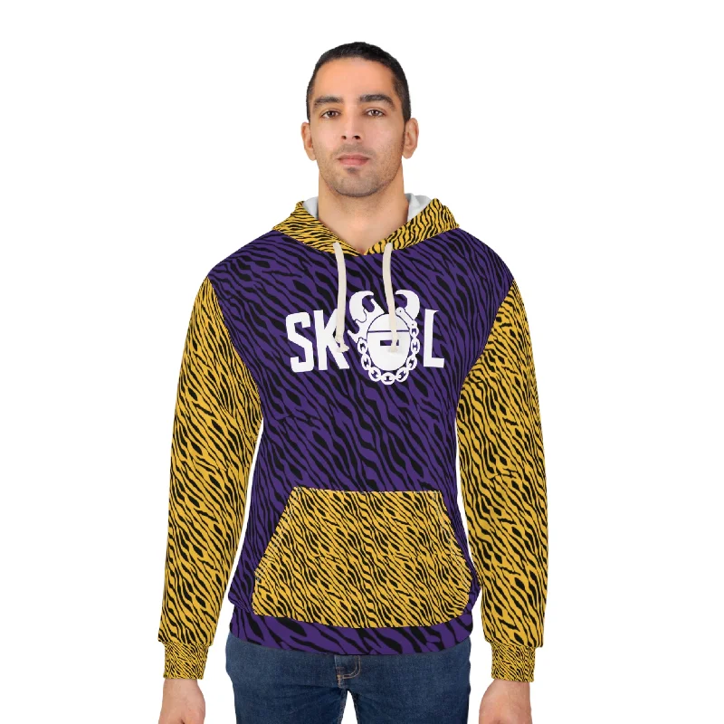 Unisex Pullover Hoodie - Purple & Gold Zebra Print - The Original