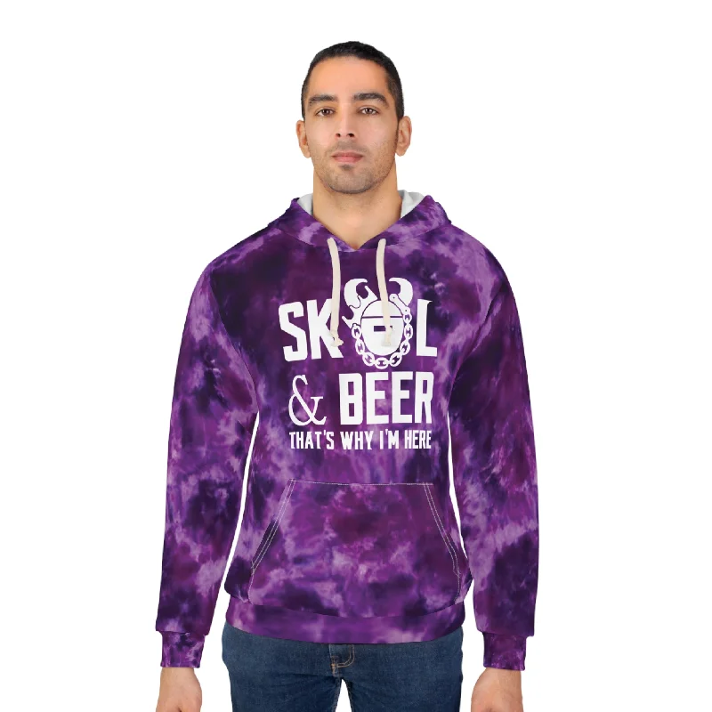 Unisex Pullover Hoodie - Purple Tie-Dye - & BEER