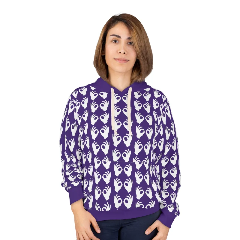 Unisex Pullover Hoodie - Purple/White Griddy