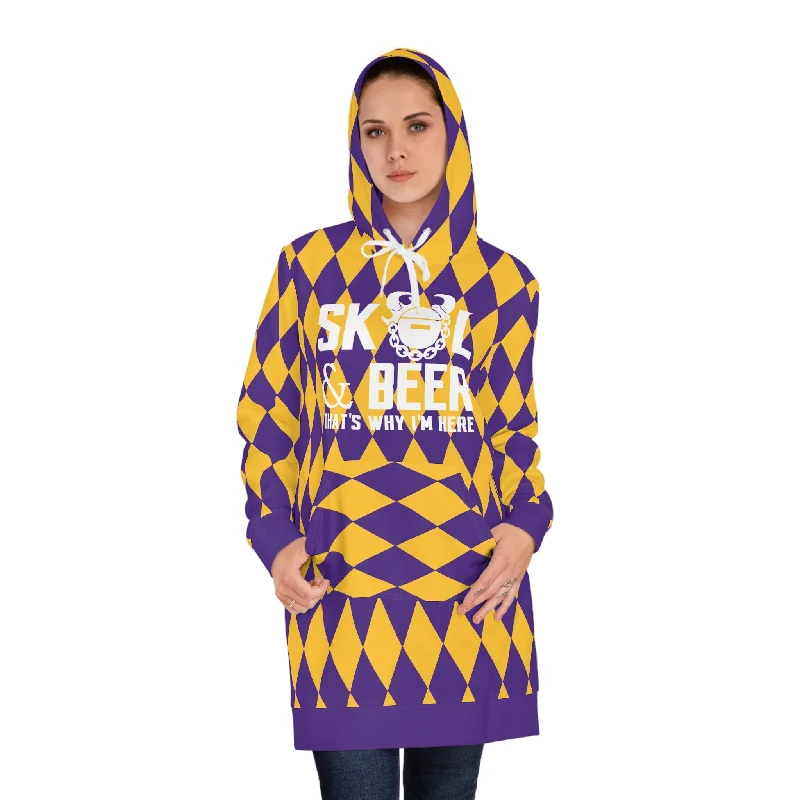 Hoodie Dress - Purple/Gold Diamonds - & BEER