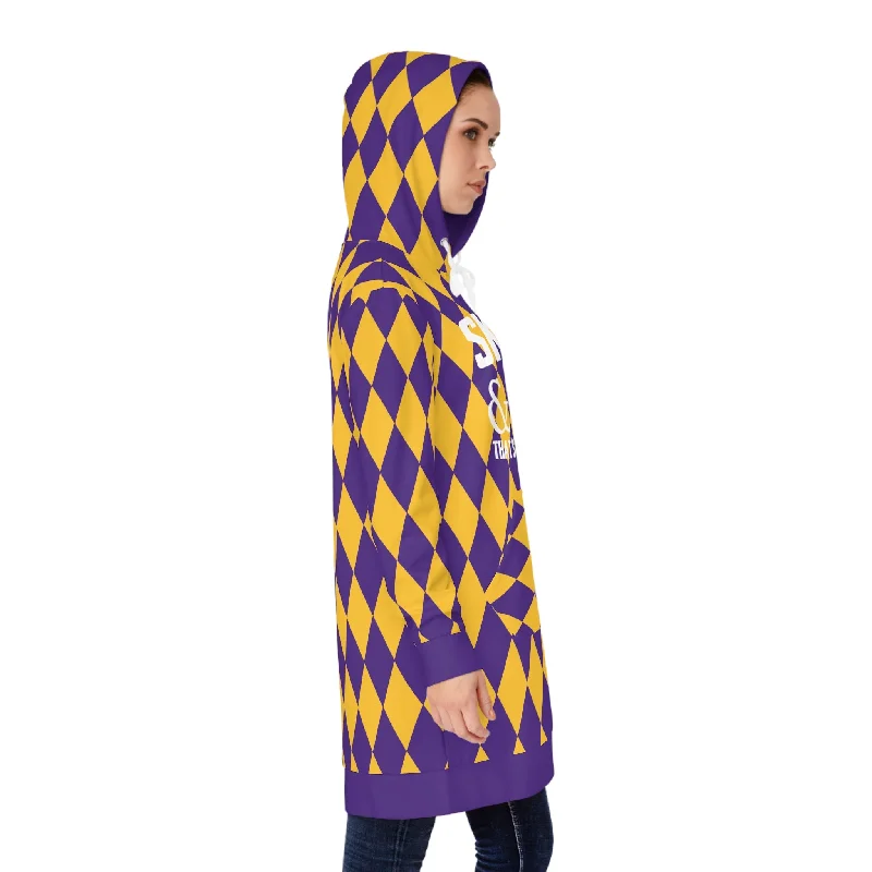 Hoodie Dress - Purple/Gold Diamonds - & BEER