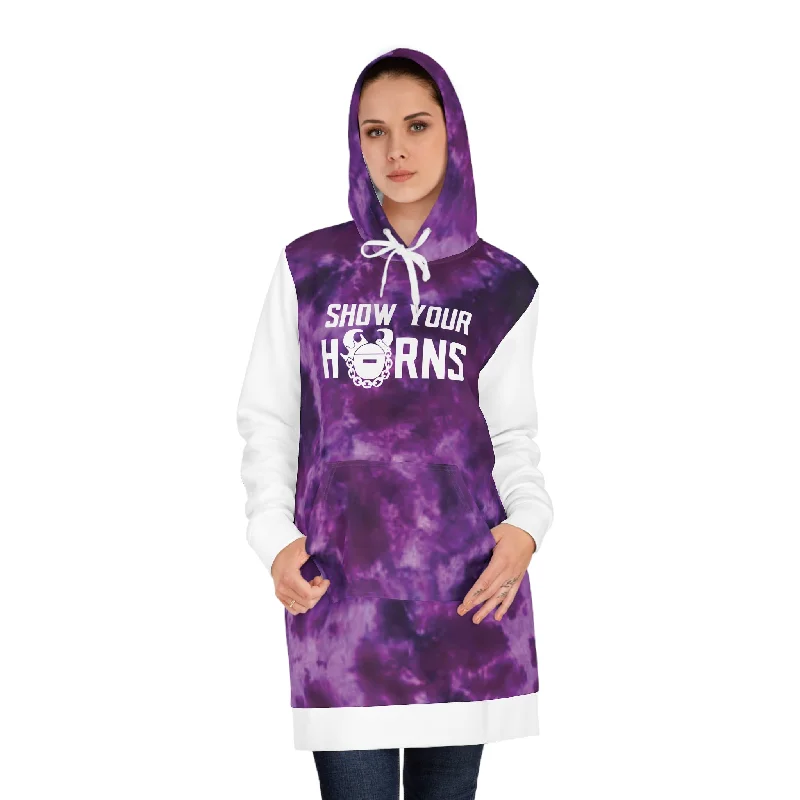 Hoodie Dress - Purple Tie-Dye - Show Your Horns