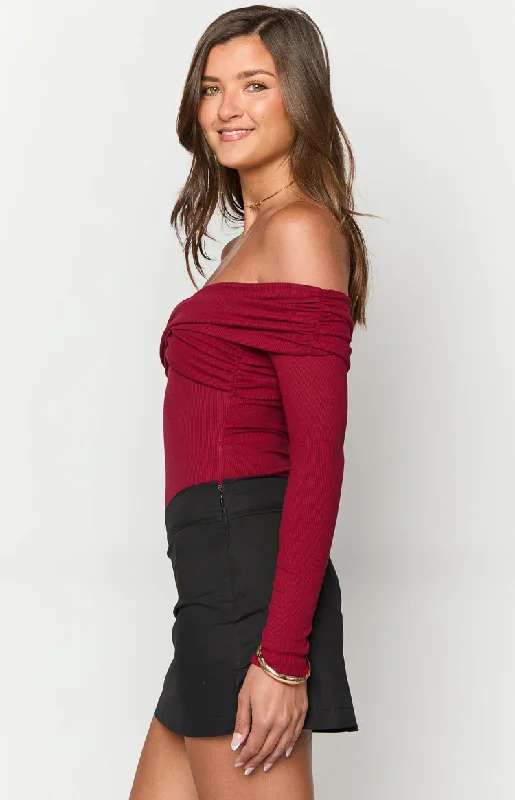 Ari Red Off Shoulder Bodysuit