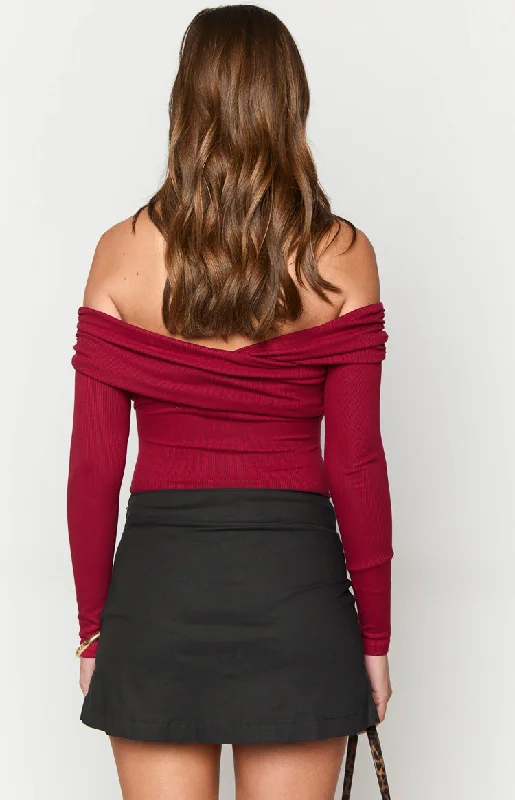 Ari Red Off Shoulder Bodysuit