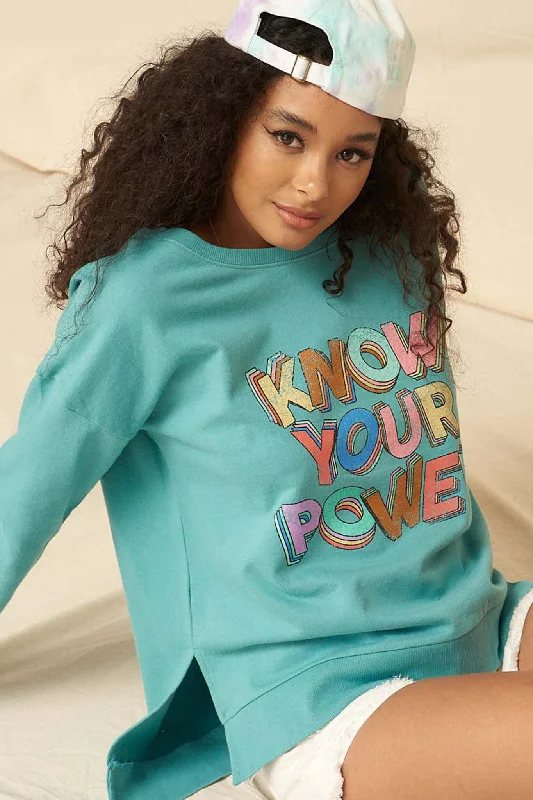 Know Your Power Garment-Dyed Graphic Sweatshirt