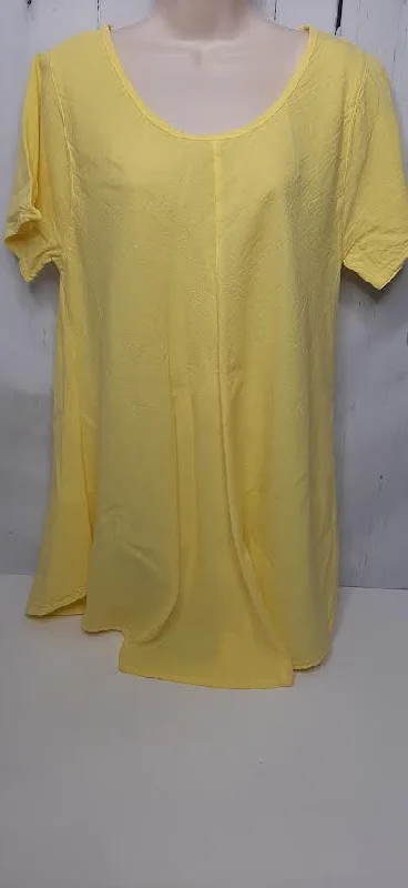 Top-Pullover-Short Sleeve-Yellow-Women's-S-1611