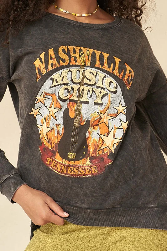 Nashville Music Vintage-Washed Graphic Sweatshirt