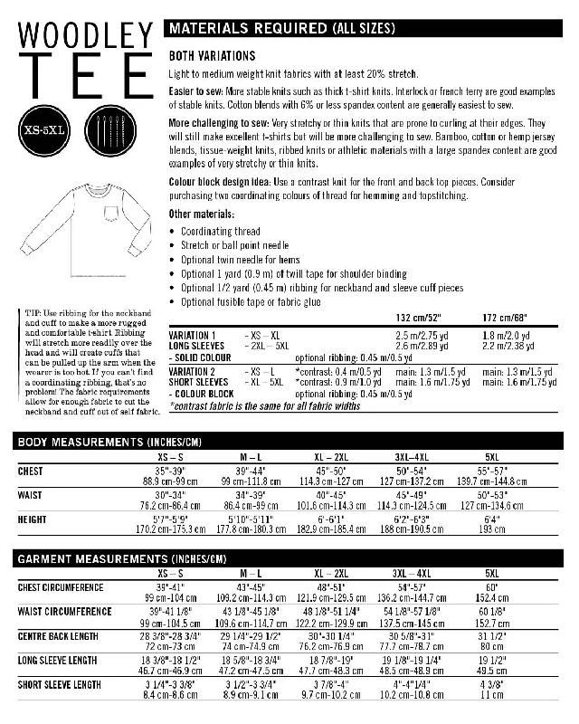 PDF Pattern - Woodley Tee - Men's Sizing | Thread Theory