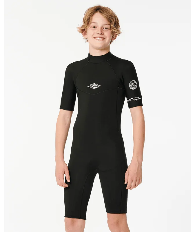 Rip Curl Boys Dawn Patrol 2mm BZ S/S Springsuit-Black