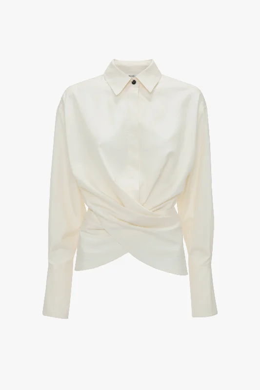 Exclusive Wrap Front Blouse In Off White