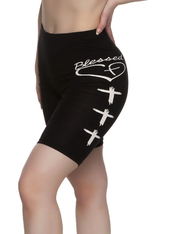 Blessed Graphic Biker Shorts