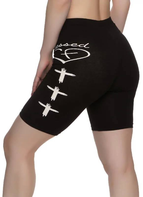 Blessed Graphic Biker Shorts