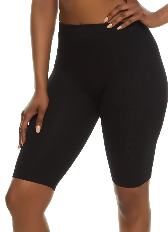 Seamless Ribbed High Waisted Biker Shorts