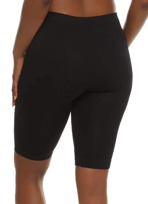 Seamless Ribbed High Waisted Biker Shorts