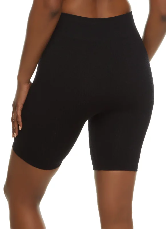 Seamless Textured Knit Biker Shorts