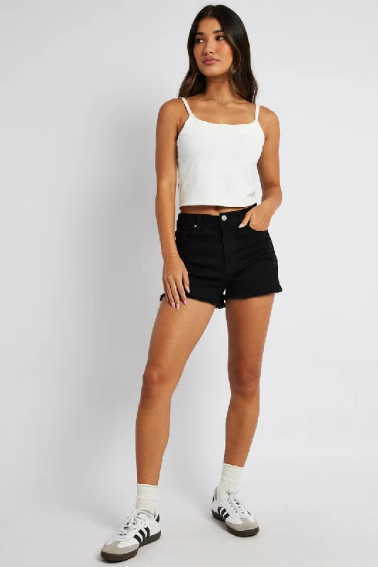 Black Skinny Short High Rise